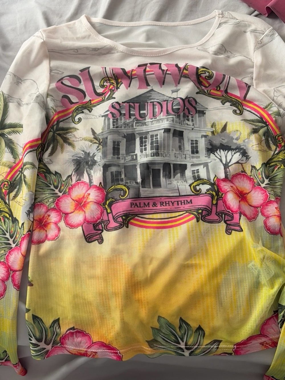 & Other Stories Yellow and Pink Graphic Long-Sleeve Tee